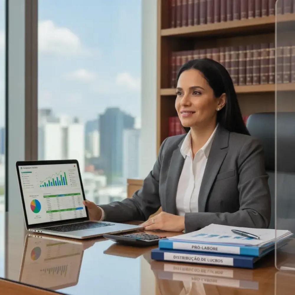 Profissional analisando documentos financeiros e gráficos, simbolizando planejamento financeiro jurídico eficiente e estratégico.